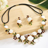 Women's Vacation Beach Sweet Flower Alloy Inlay Rhinestones Pearl Hair Band Earrings