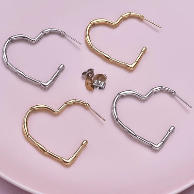 1 Pair Simple Style Classic Style Heart Shape Plating 304 Stainless Steel Ear Studs