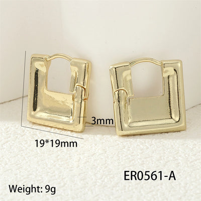 1 Pair Streetwear Commute Pentagram Square Oval Copper 18K Gold Plated Earrings