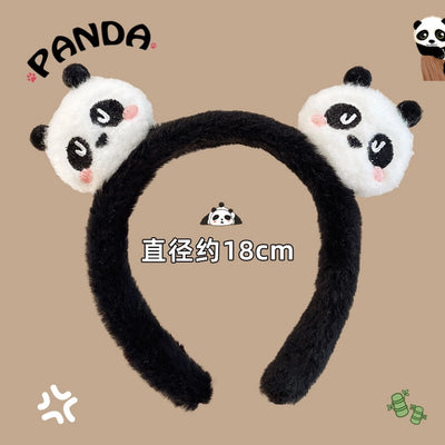 Panda Plush Face Wash Hair Bands Autumn and Winter Hair Band Hair Fixer Non-Slip Headband Female 2024 New Hair Pin Hairware