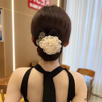 Fabric flower shiny diamond sweet lazy hair curler hair accessories twisted clip bow ball head Internet celebrity headdress