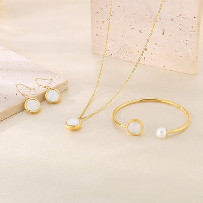 Jewelry Simple Style Commute Round 304 Stainless Steel 18K Gold Plated Jewelry Set