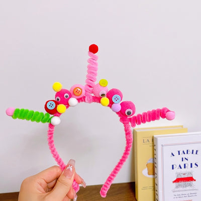 Children Unisex Cartoon Style Cute Heart Shape Flower Plush Handmade Hair Band