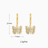 1 Pair French Style Simple Style Butterfly Copper Zircon 24K Gold Plated Drop Earrings Ear Studs