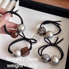 Early Autumn New Design Sense Pearl Headband Headdress Highly Elastic Rubber Band Advanced Ponytail Hair Ring Hairware