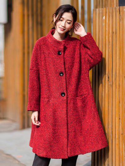 Plus Size Winter Women Casual Loose Woolen Coat